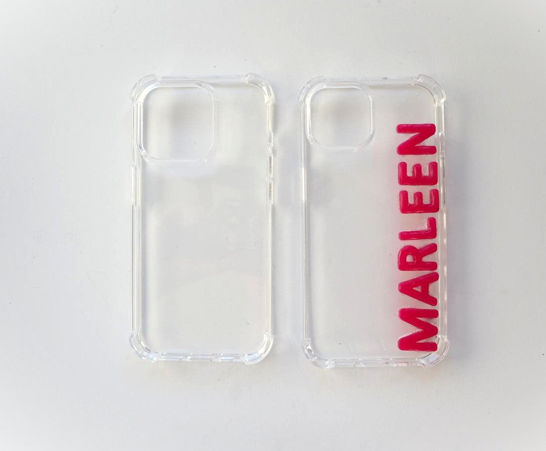Transparant iPhone case - custom name in white