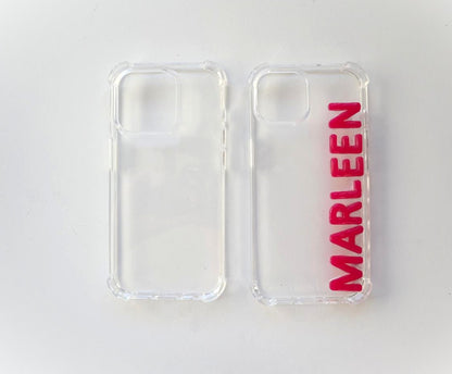 Transparant iPhone case - custom name in yellow